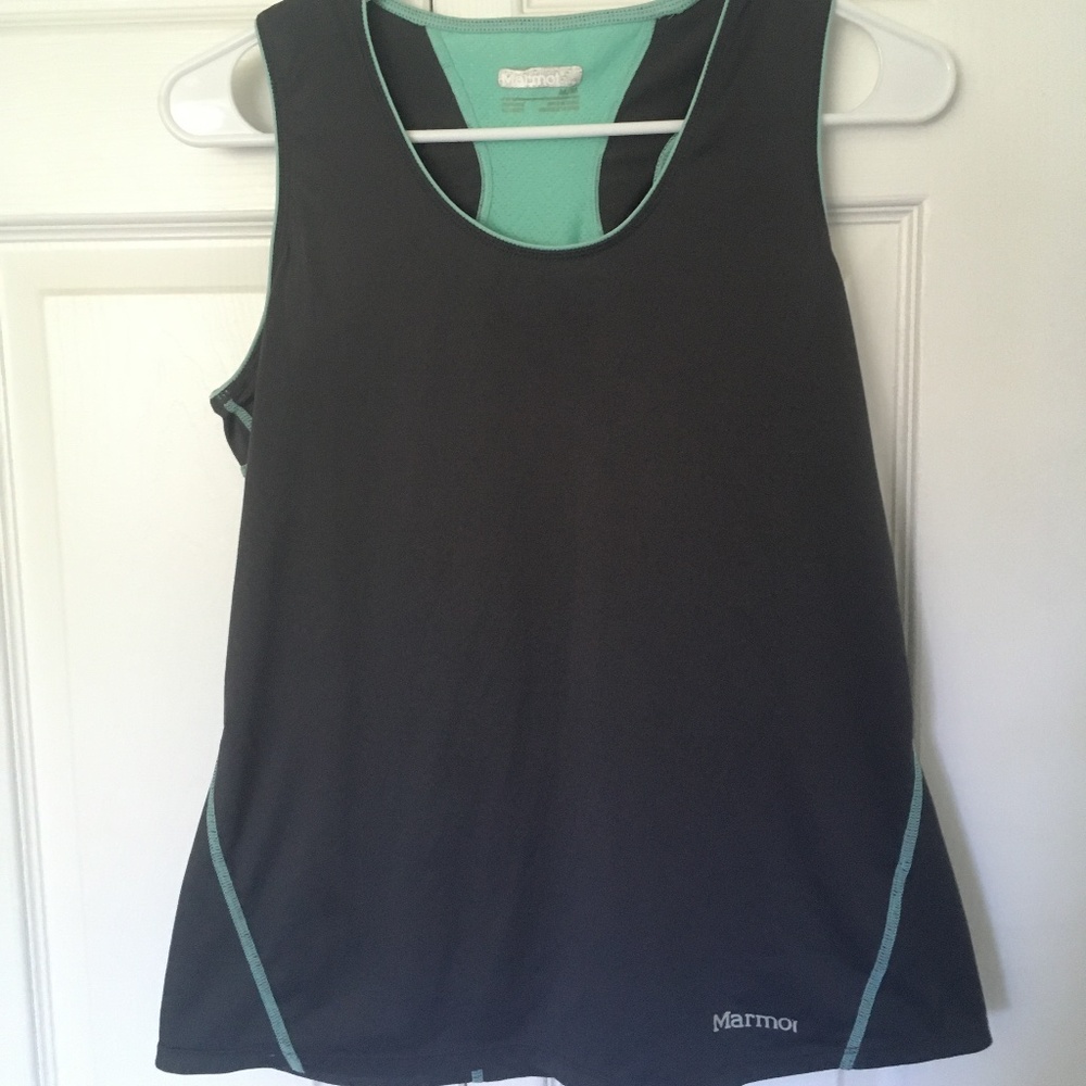 Marmot Running Tank - Charcoal with Mint Trim